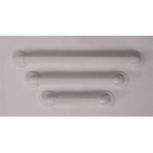 White Plastic fluted grab bar with Flange Cover